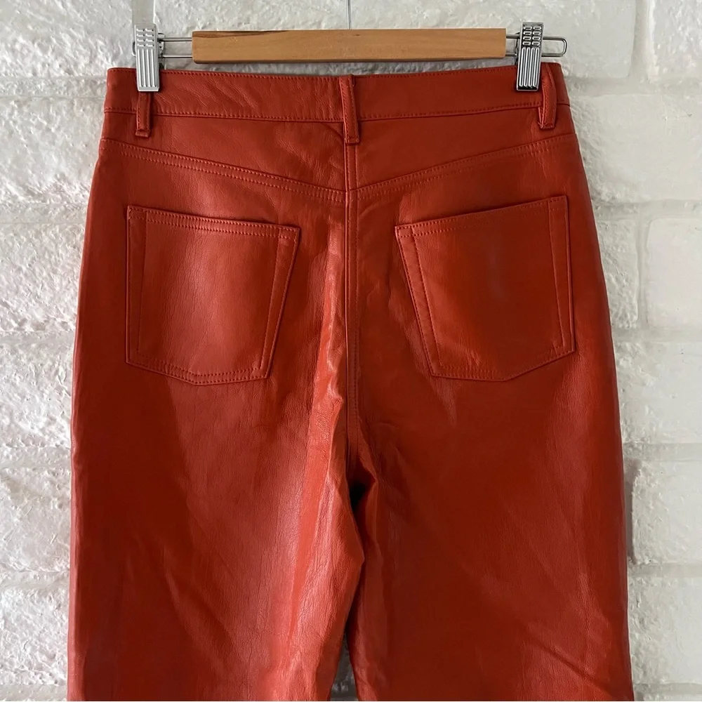 Aritzia Wilfred Melina Pants Orange Vegan Leather Size 6